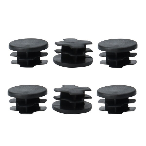 6pcs 7/8" 22mm OD Plastic Round Tube Insert Ribbed Cover Caps Black Floor Table Protector, 0.75"-0.83" Inner Dia