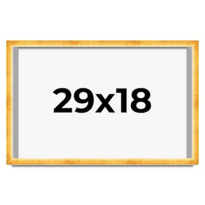 29x18 Shadow Box Frame Gold | 1.625 Inches Deep Real Wood Traditional