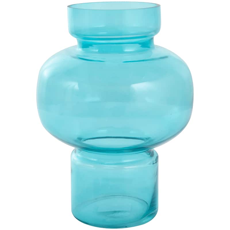 The Novogratz Blue, Green or Orange Glass Round Vase with Varying