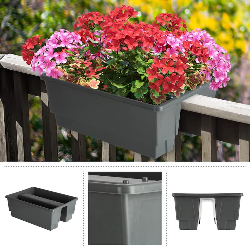 Pure Garden 20.75in Railing Planter - 6-Gal Outdoor Flower Box