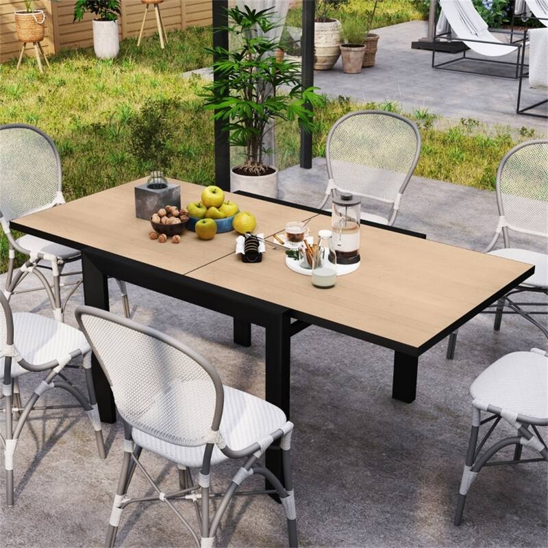 Aluminum Extendable Patio Dining Table for 6 People - 70.75"/35.5" L x 35.5"W x 29.5" H