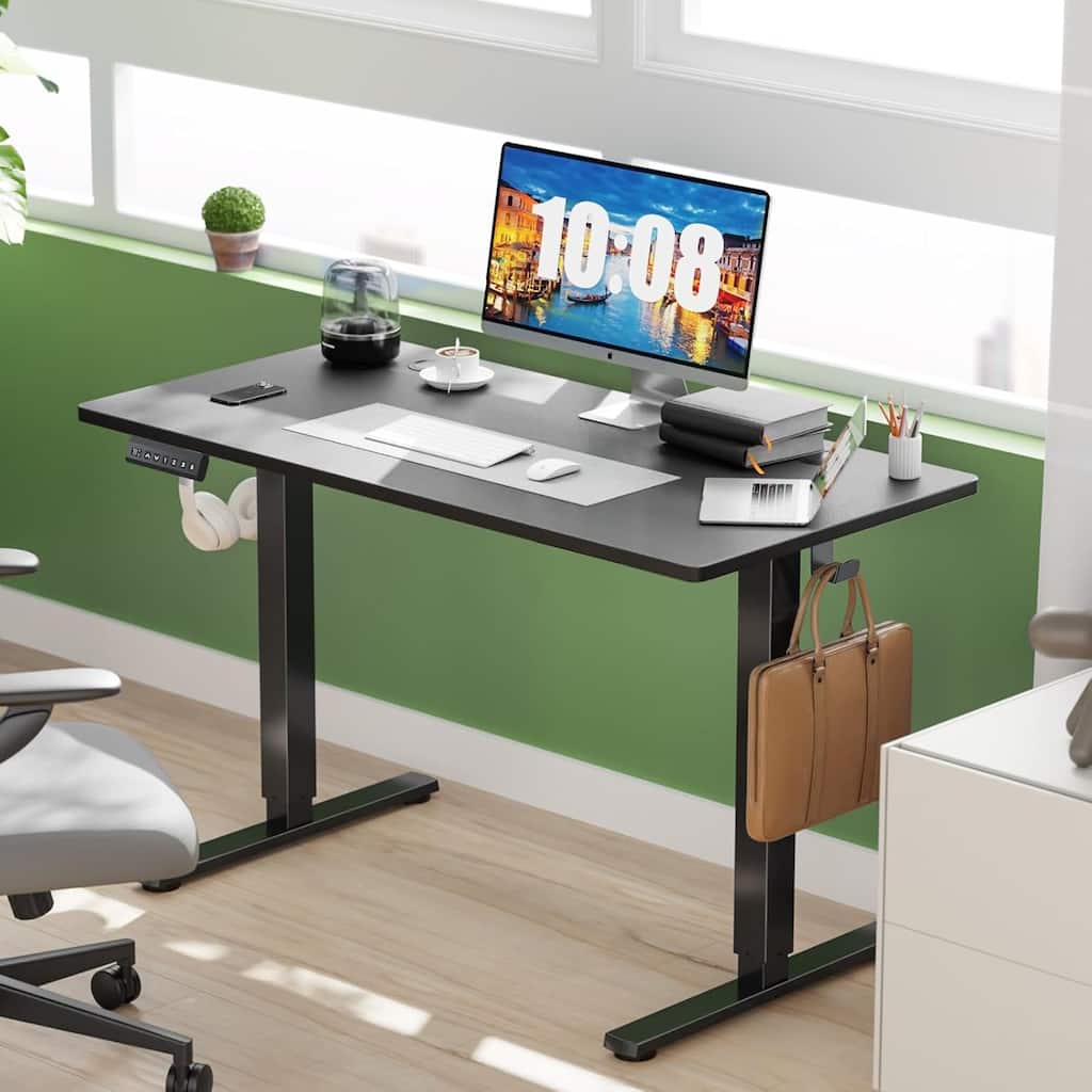 Electric Height Adjustable Standing Desk, 55x24 Inches, Ergonomic Sit-to-Stand Rising Computer Table for Home Office