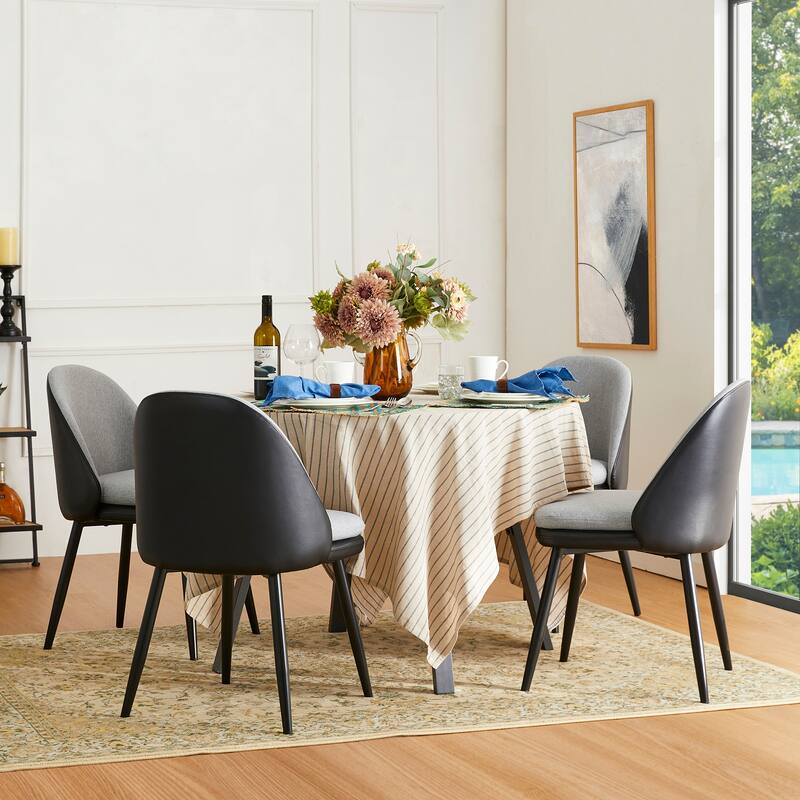 Glitzhome Set of 2/4/6 Mid-Century Modern Faux Leather Accent Dining Chairs