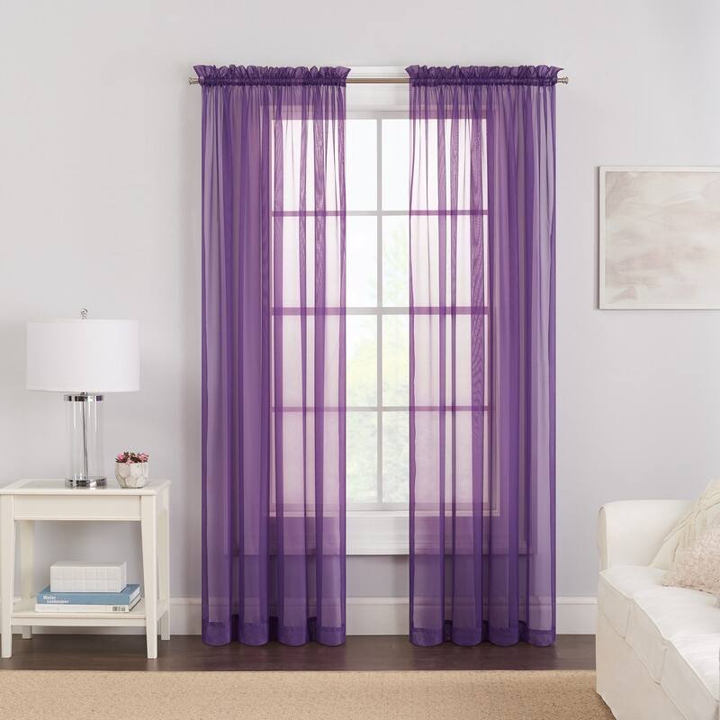 Eclipse Victoria Voile Curtain Panel Pair - 63 Inches - Purple