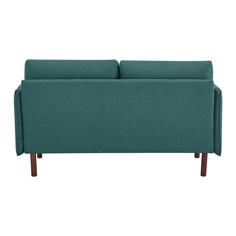 Yucca Modern Loveseat Sofa, Polyester / Vegan Leather Settee Couch - Includes 2 Pillows