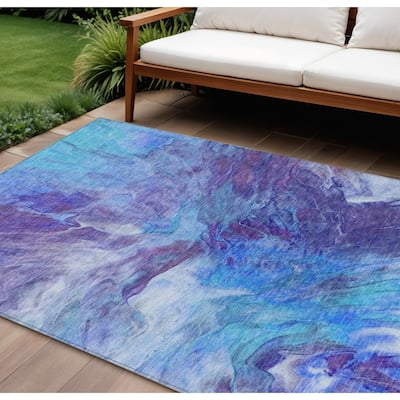 HomeRoots Abstract Transitional Rectangle Outdoor Rug