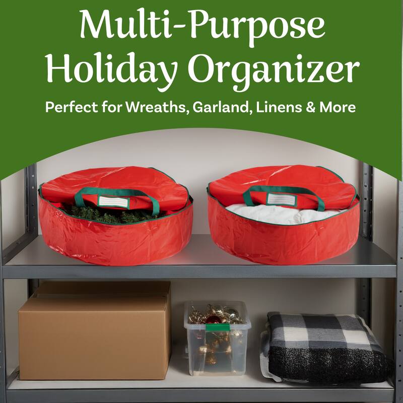 Christmas Wreath Storage Bag - 24-Inch Zippered Tote with Handles by Elf Stor - 24"