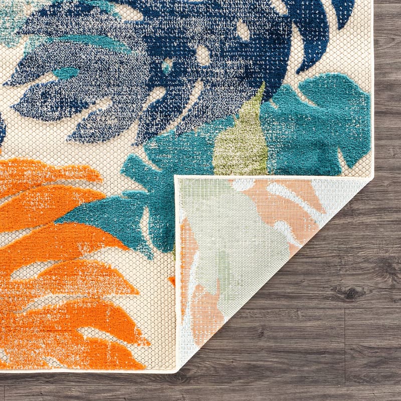 Arles Palm Floral Leaves Indoor/Outdoor Area Rug