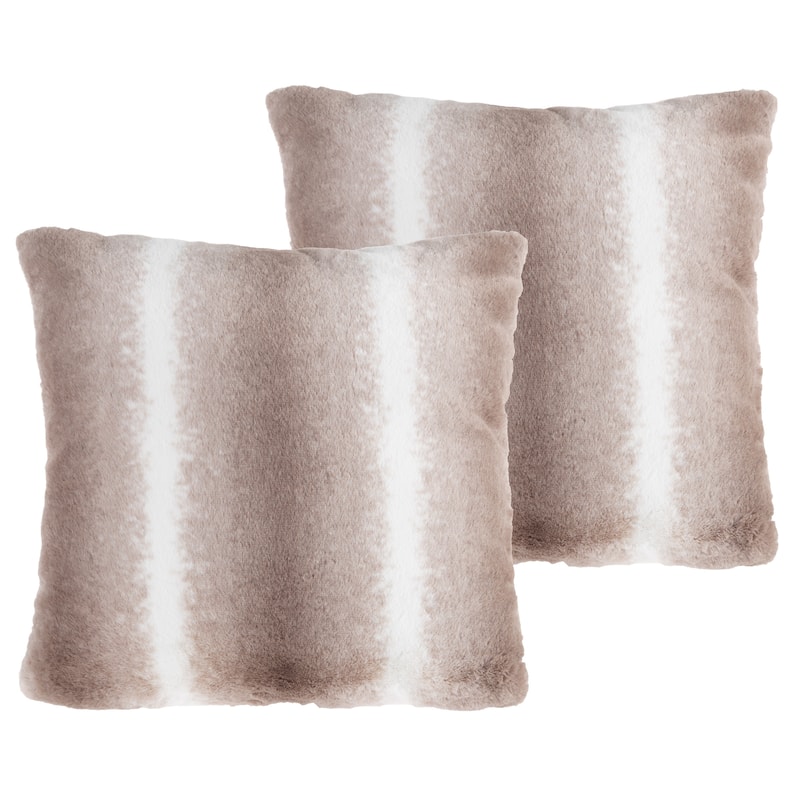 Hastings Home Set of Faux Rabbit Fur Throw Pillows, Gray