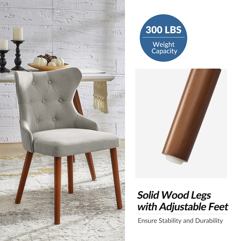 Pedro Mid-century Modern Dining Chair with Solid Wood Leg Set of 4 by HULALA HOME