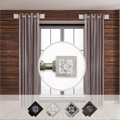 1 Inch Curtain Rod - Steel Rod with Resin Finials - Side Mount for Window Draperies - 20