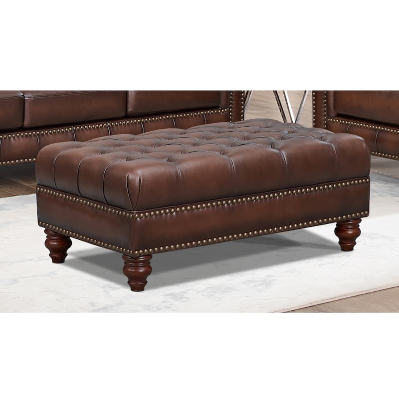 Hydeline Alton Bay Top Grain Leather Ottoman