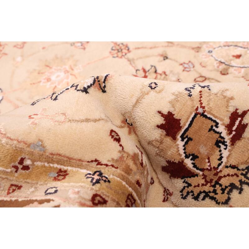 ECARPETGALLERY Hand-knotted Mirzapur Beige Silk, Wool Rug - 5'3 x 8'0