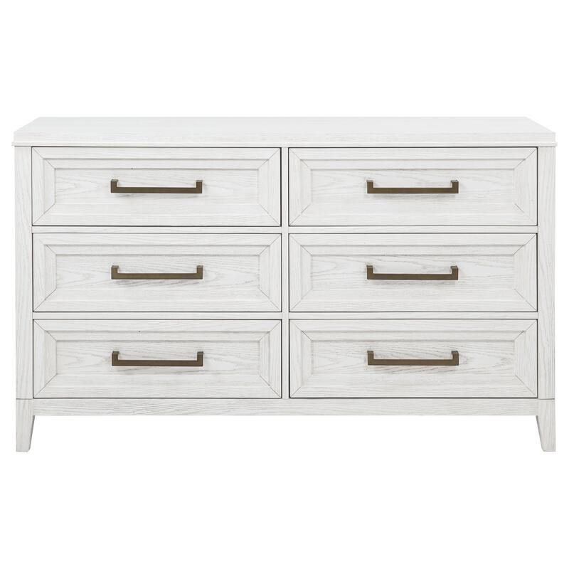 Marielle 6-drawer Dresser with Mirror Distressed White