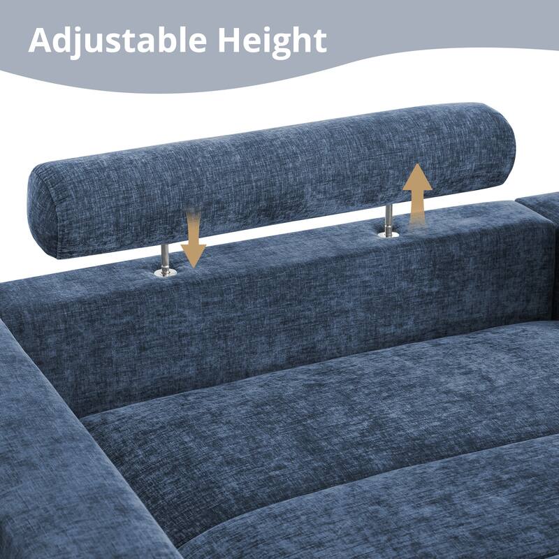 88"W 3-Seater Sofa Chenille Upholstered Couch Modern Loveseat Sofa Wooden Frame Sofa for Living Room