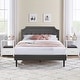 preview thumbnail 7 of 49, VECELO 3-Pieces Modern Upholstered Bed with Height Adjustable Headboard and Nightstands Sets White - Queen
