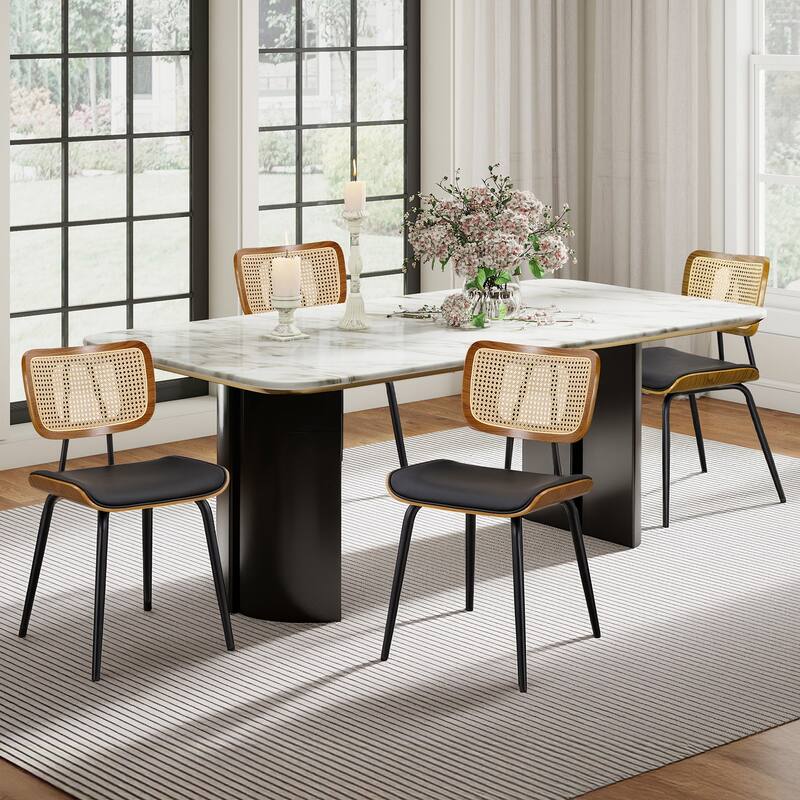 Faux Leather Upholstered Dining Chairs Set of 2/4 - 33.5"H x 19.3"W x 23"D