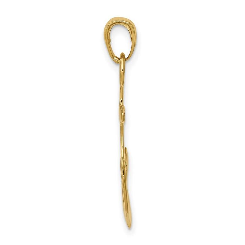 Curata 14k Yellow Gold 18" Solid Polished Anchor Pendant Necklace - 31.2x18.6mm