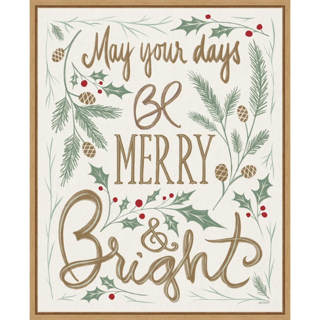 Merry and Bright Holly by Anne Tavoletti Framed Canvas Wall Art