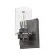 preview thumbnail 2 of 1, Hunter Hartland 1 Light Wall Sconce - Hallway, Bathroom, Bedside - Round, Clear Seeded Glass - Modern, Transitional - Damp-Rated