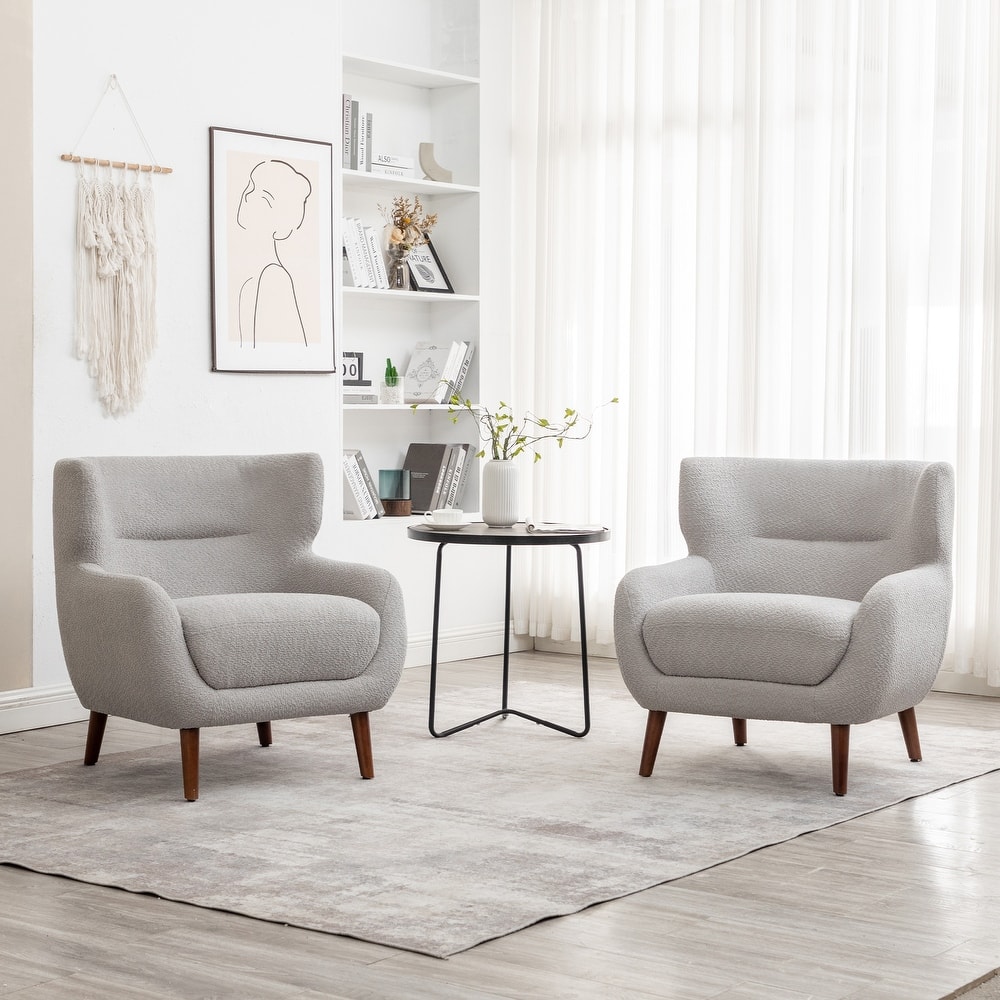 XINMICS Tufted Accent Chair, Wingback Upholstered Armchair for Living Room, Bedroom, Set of 2