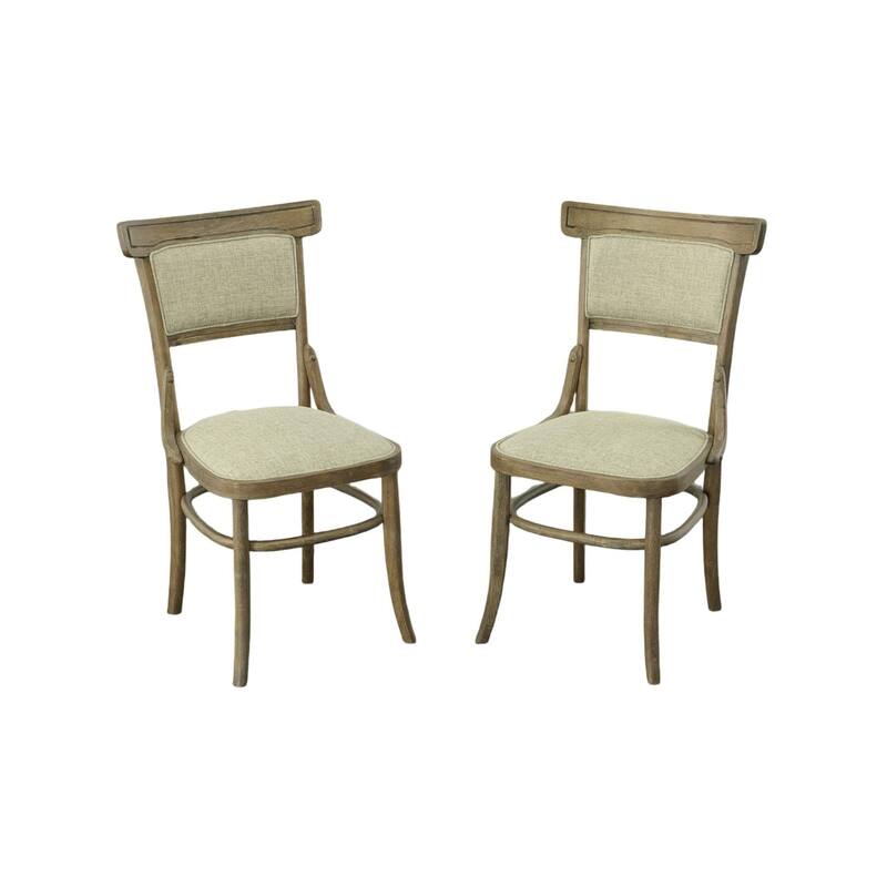 Upholstered Dining Chairs - 37" - Brown and Beige - Set of 2