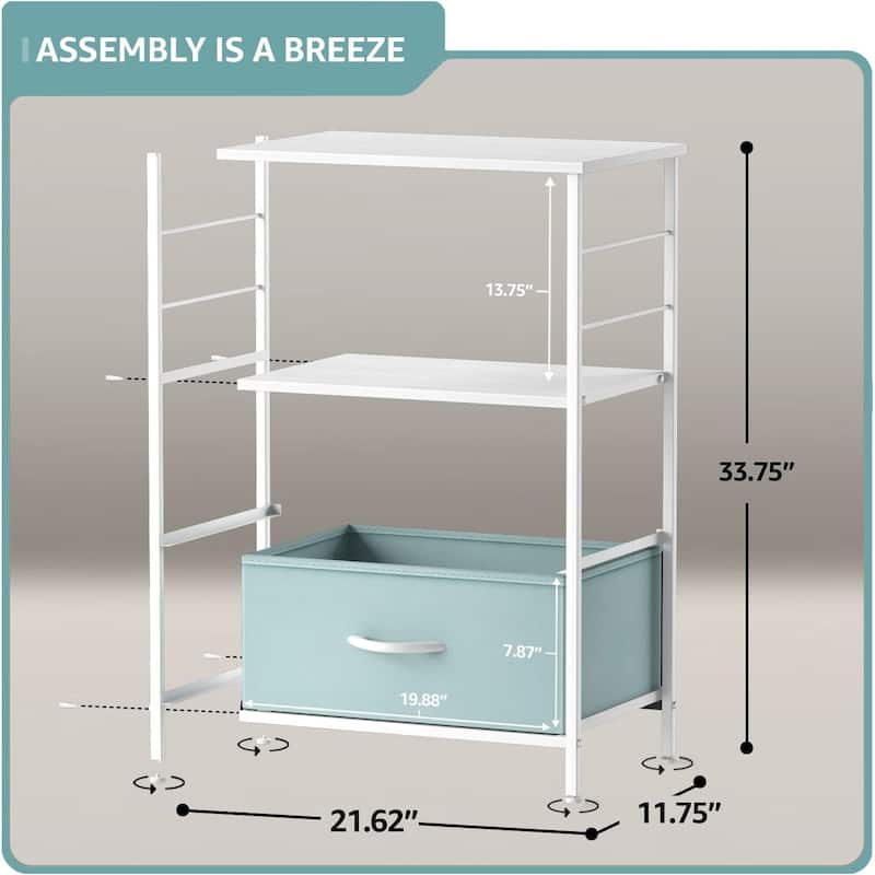 Nightstand 2-Drawer Shelf Storage - Bedside Furniture End Table Chest
