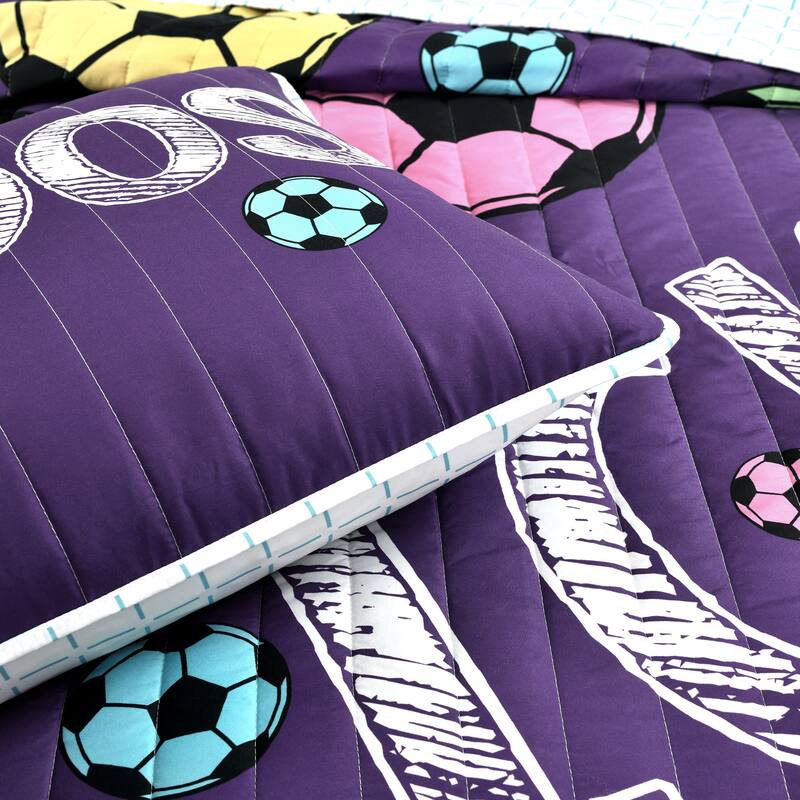 Lush Decor Girls Soccer Kick Quilt Set