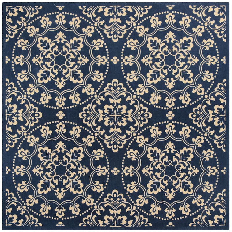 SAFAVIEH Handmade Cedar Brook Gratienne Modern Jute Rug - 6' Square - Navy/Natural