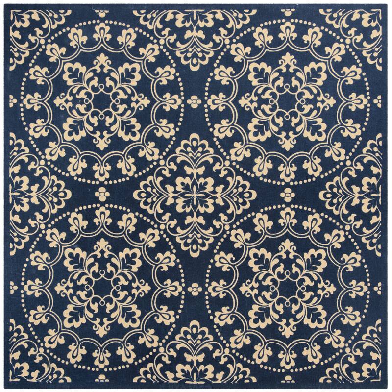 SAFAVIEH Handmade Cedar Brook Macy Modern Jute Rug - 6' Square - Navy/Natural - Square