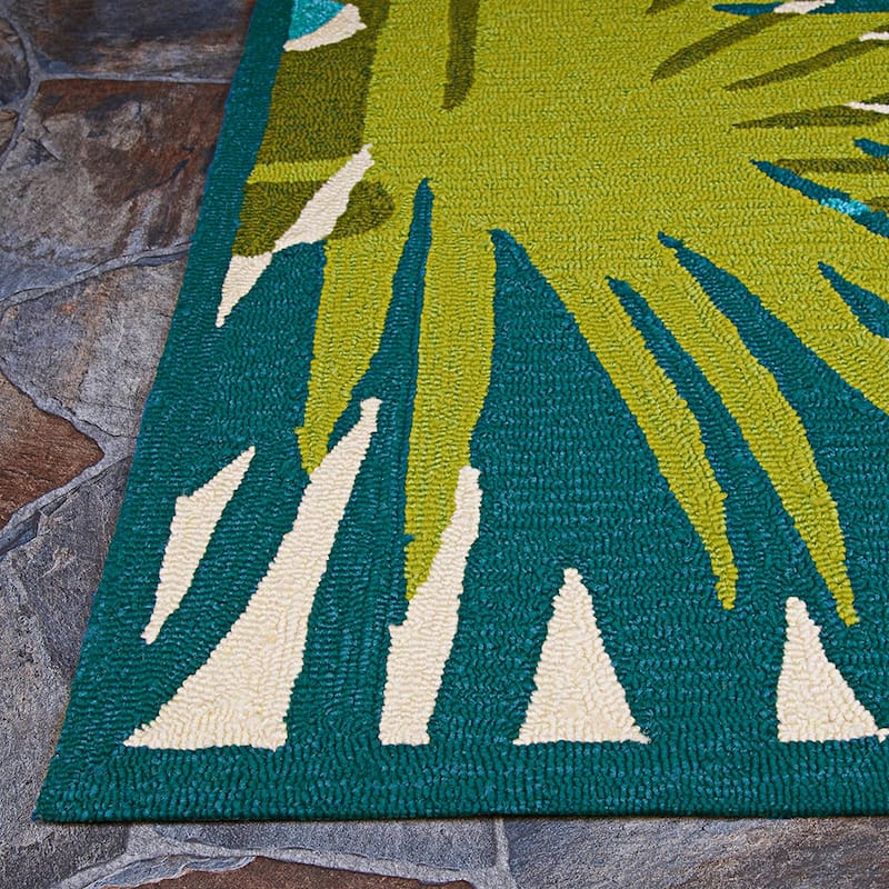 Miami Leaves Ivory- Green Indoor/ Outdoor Area Rug