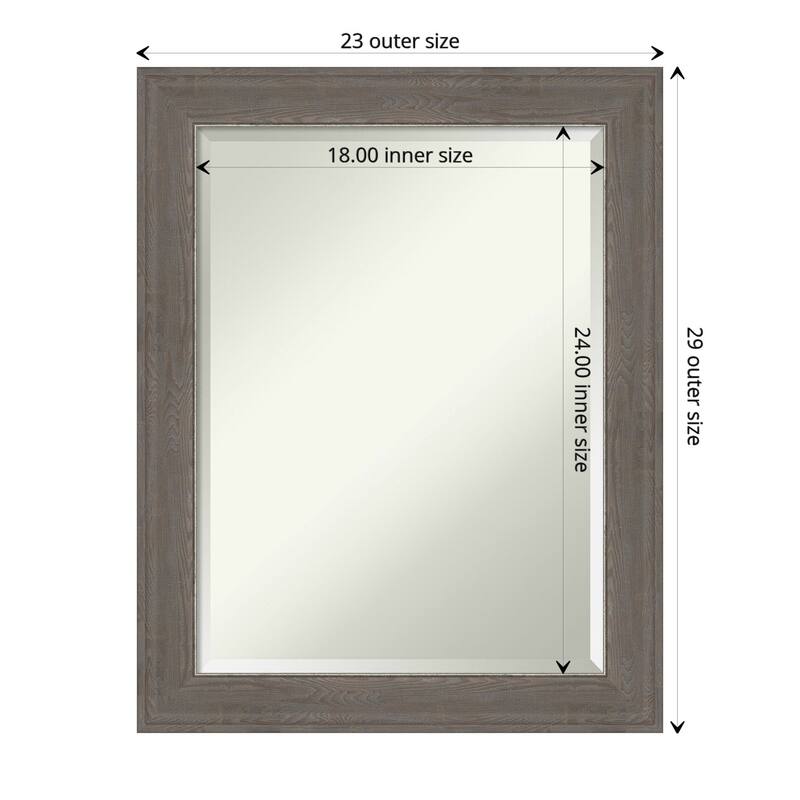 Beveled Bathroom Wall Mirror - Alta Brown Grey Frame - Alta Brown Grey - Outer Size: 23 x 29 in