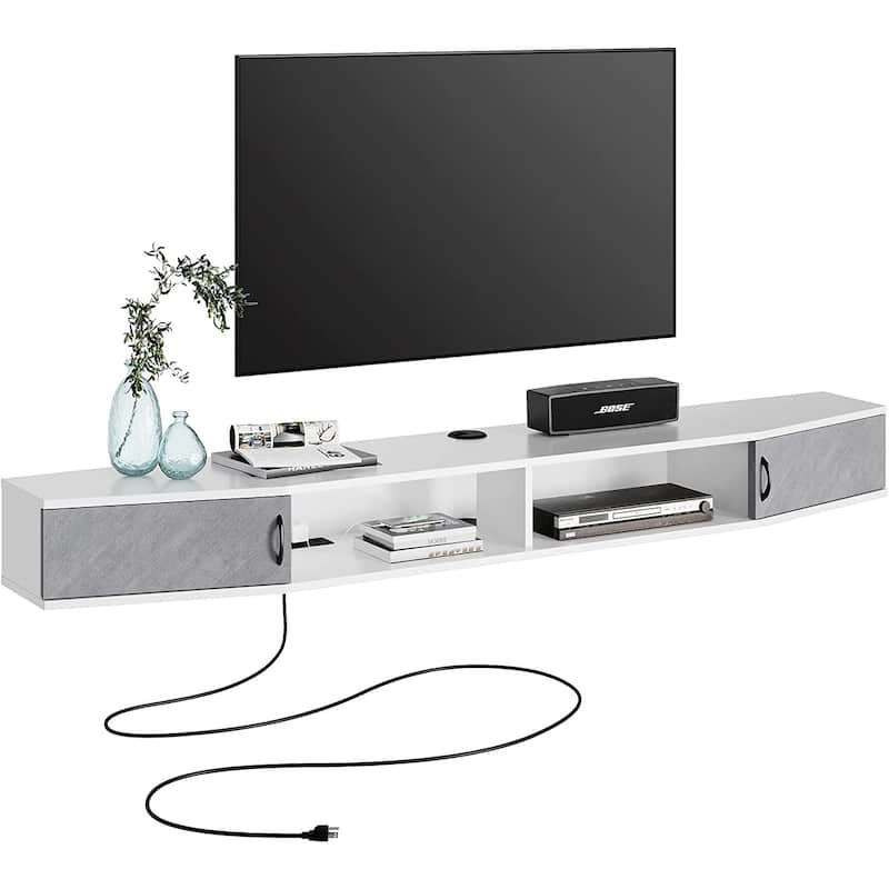 FITUEYES Wall Mounted TV Media Console Floating Desk Storage Hutch