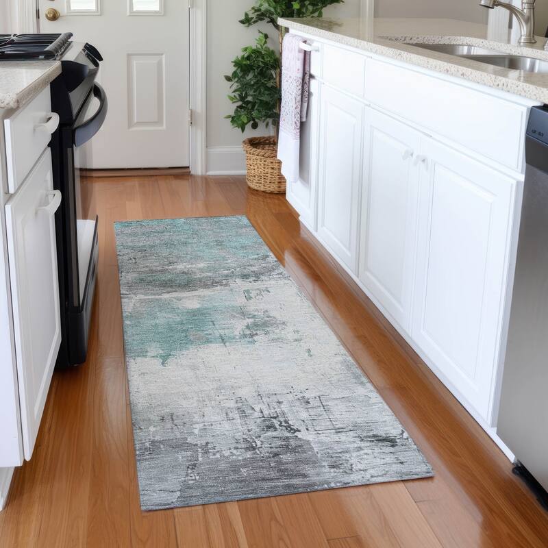 Premium Washable Super Soft Abstract Chic Mayfield Rug - Teal - 2'3" x 7'6"