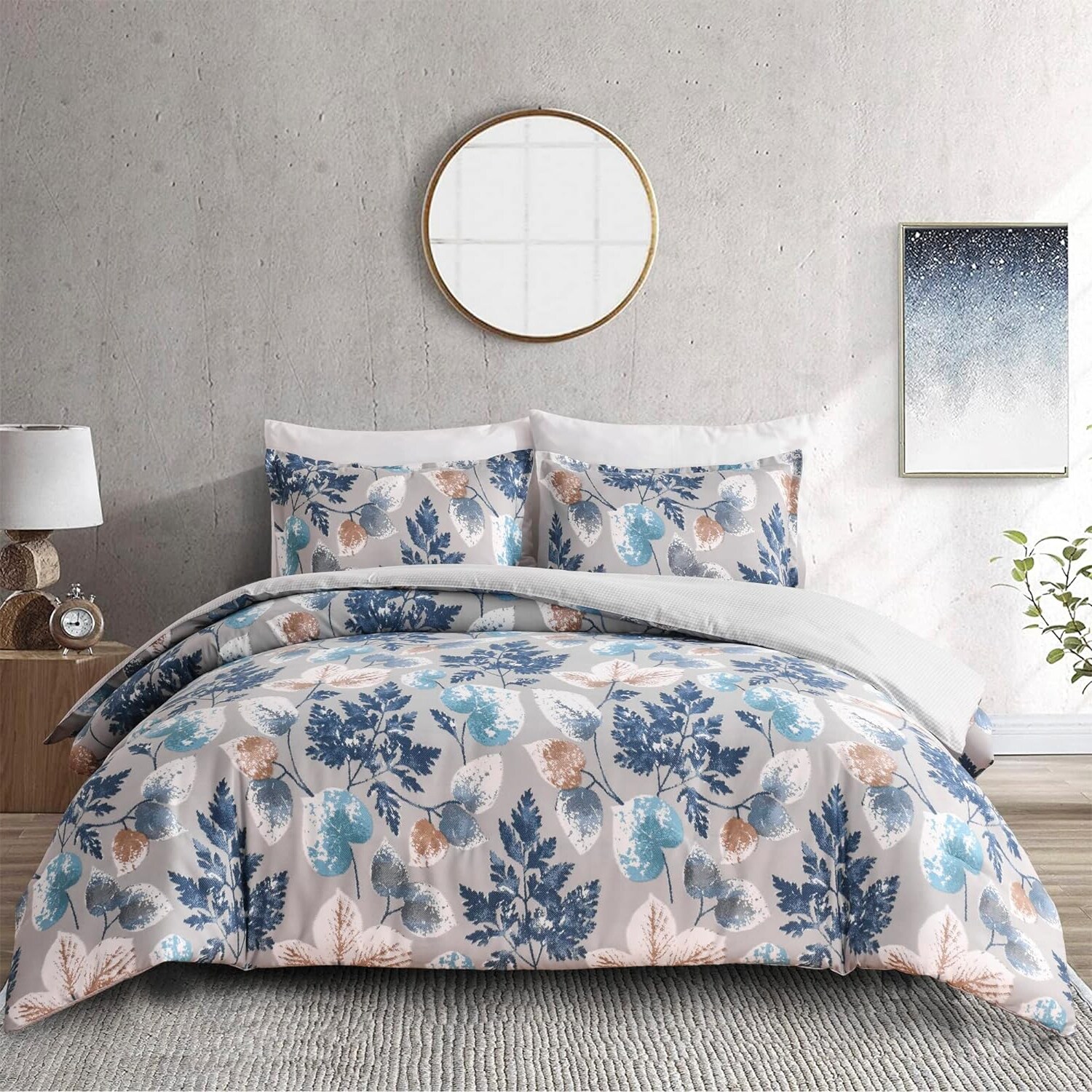 Grey and blue top twin comforter