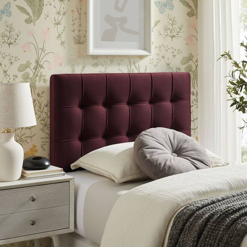 Lily Biscuit Tufted Performance Velvet Headboard - Mulberry - Twin