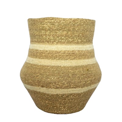 Basket Top Seagrass Natural & Egg Dia 17.50" -ST