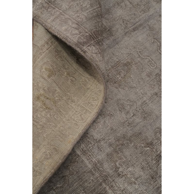 Hand-knotted Transitional Silk Carpet Brown Oushak Rug Geometric Oriental Area Rug - 9' 10'' X 6' 6''