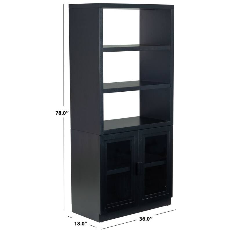 SAFAVIEH Couture Roades 3-Shelf Glass Cabinet Bookcase - 36"W x 18"D x 78"H
