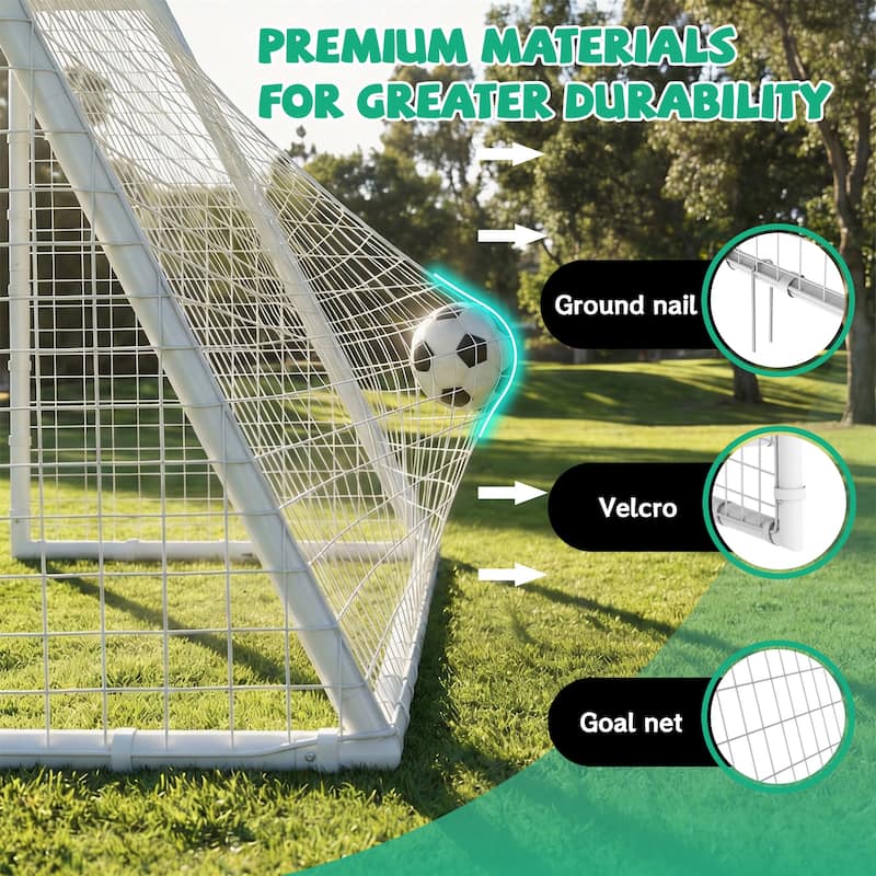 7 X 16FT Soccer Goal for Backyard Kids Portable Soccer Net with High-Strength Nets