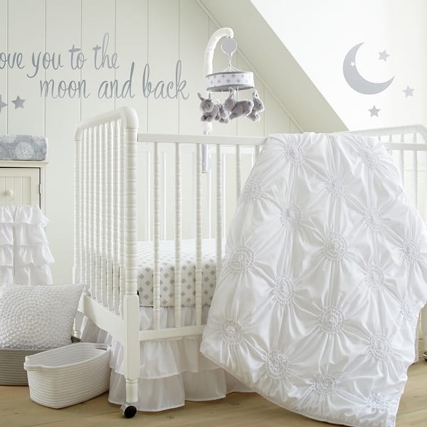 slide 2 of 5, Willow 5-Piece Nursery Crib Bedding Set - White - Levtex Baby