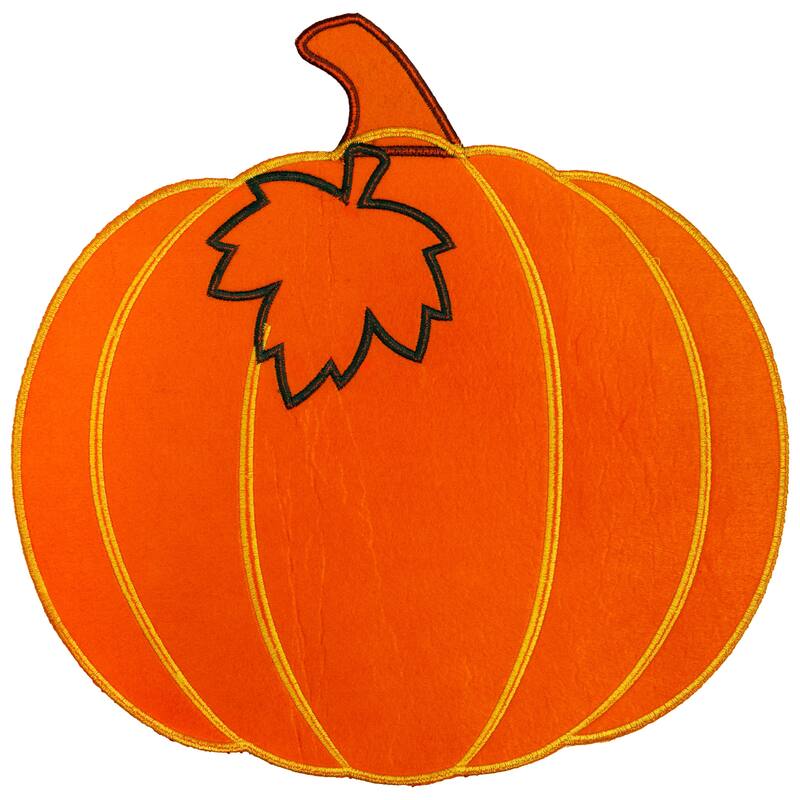 Embroidered Pumpkin Fall Harvest Placemats - 13" - Orange and Green - Set of 4