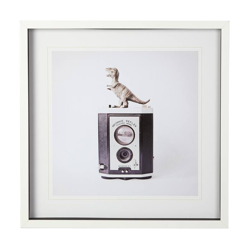T-rex & Vintage Camera Framed Art Print