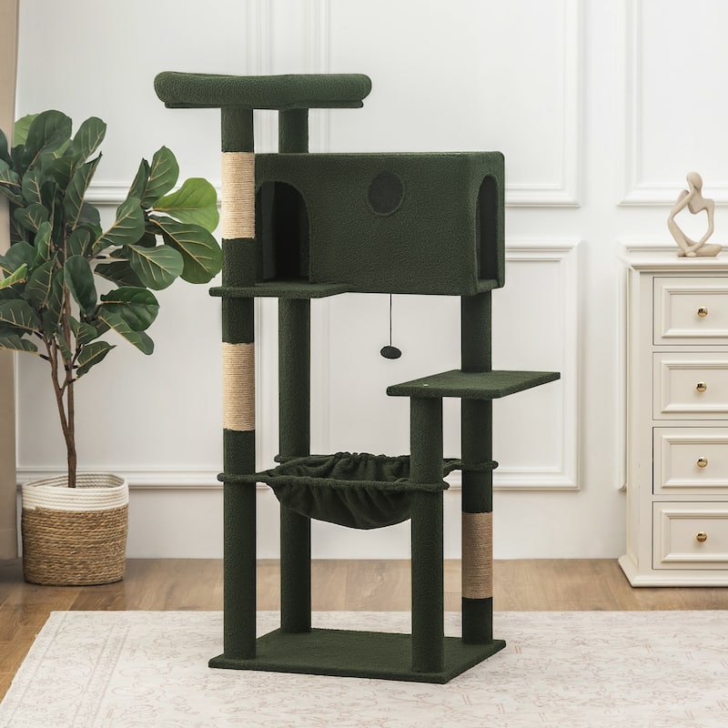 Adeco 52-Inch Cat Tree with Hammock and Condo