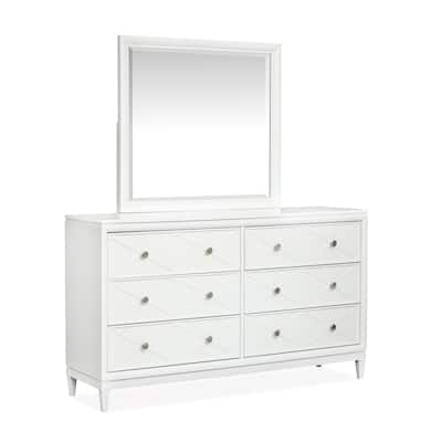 Magnussen Home Springhouse Whisper White Double Drawer Dresser with Landscape Mirror