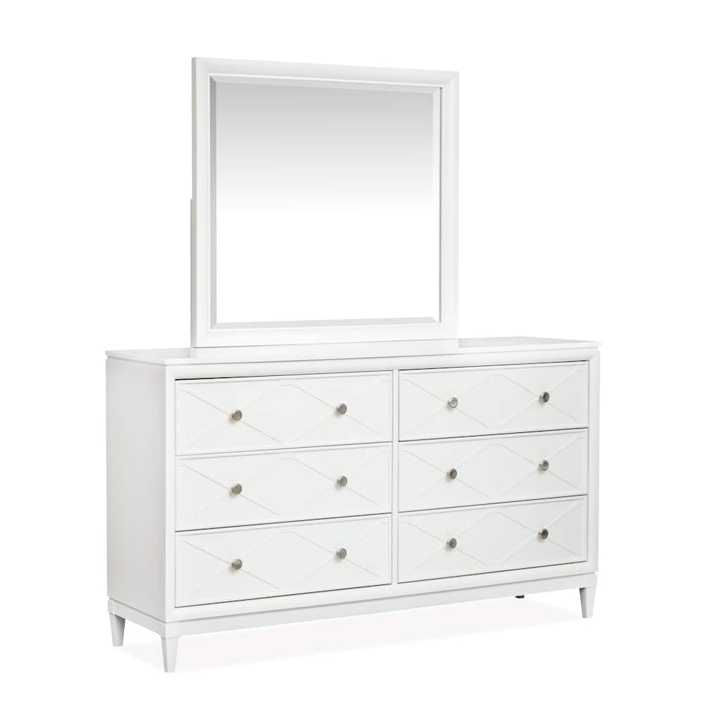 Magnussen Home Springhouse Whisper White Double Drawer Dresser with Landscape Mirror