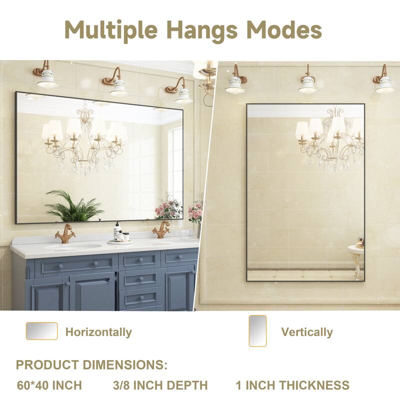 QuivaraView Wall Mounted Aluminum Frame Bathroom Vanity Mirror