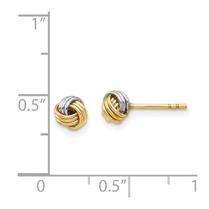 Curata 14k White Gold Rhodium Small 5.12mm Love Knot Post Earrings