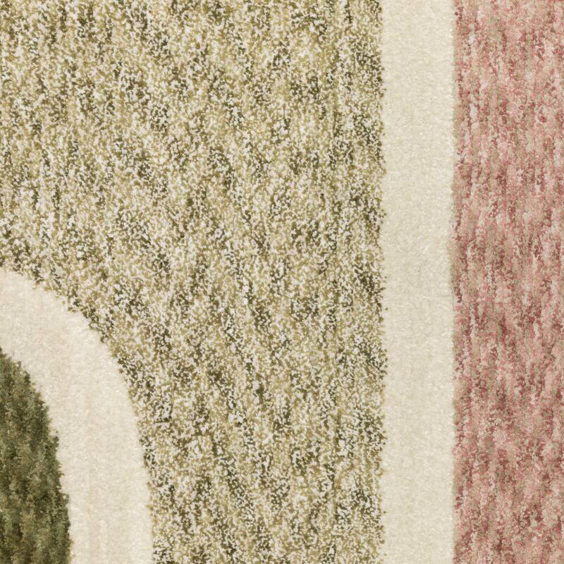 Tobias Mid-Century Modern Green/ Multi Area Rug