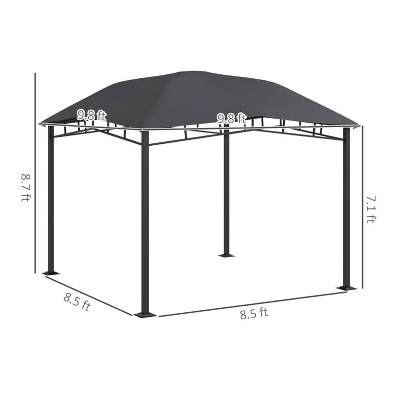 Grey-Dark Grey Polyester Steel Pop-Up Gazebo Grill Shelter Outdoor